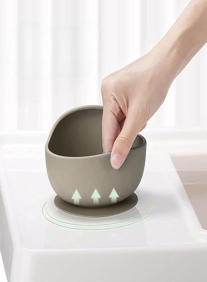 CEPLO Silicone Baby Feeding Bowl & Spoon Weaning Set - Strong Suction Stay-Put Bowl with Wooden Spoon, Non-Slip Baby Training Tableware, Self-Feeding BLW Bowl for Babies, Toddlers & Infants - Image 4