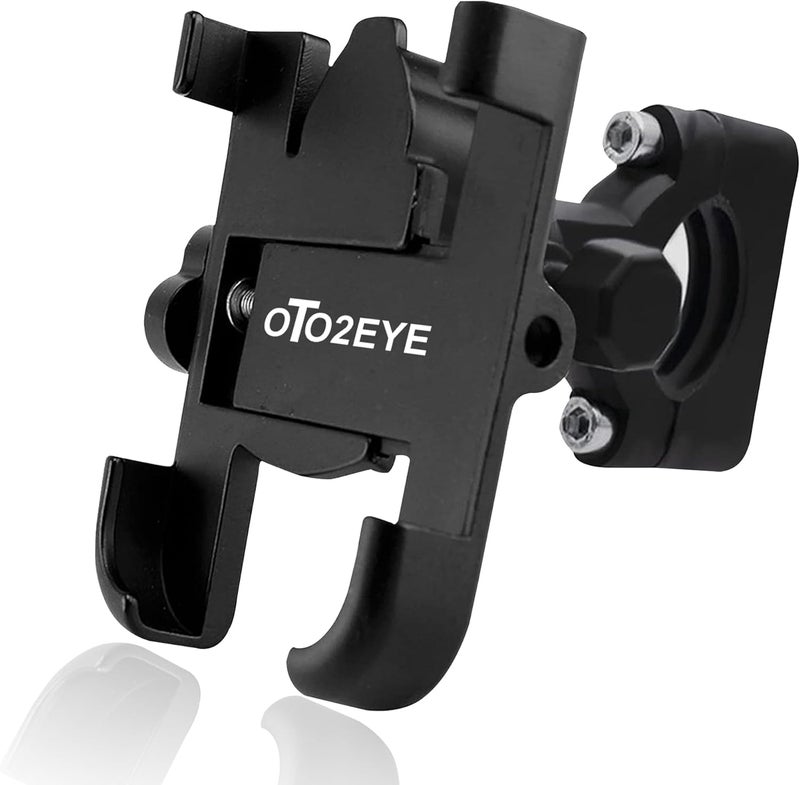 OTO2EYE حامل هاتف OTO2EYE للدراج��ت أو حامل هاتف للدراجات للخرائط والملاحة بنظام GPS، بقبضة ثابتة، ومقاوم للاهتزاز، ومشبك حامل مستقر يدور 360 درجة (لون أسود) (مناسب لمقود الدراجة) - Image 1