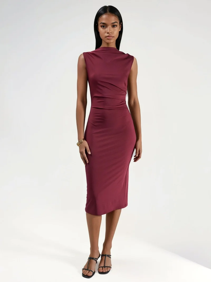 هيكاب Ruched Bodycon Midi Dress