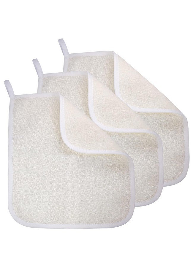 GigaGround Exfoliating Washcloth (3 Pack), Shower Cloth for Body and Face Exfoliator Scrubber, Two Sides Exfoliate Shower Rag Wash Cloths Nylon Cotton Loofah Sponge Scrub Towel estropajos para el cuerpo - Image 1