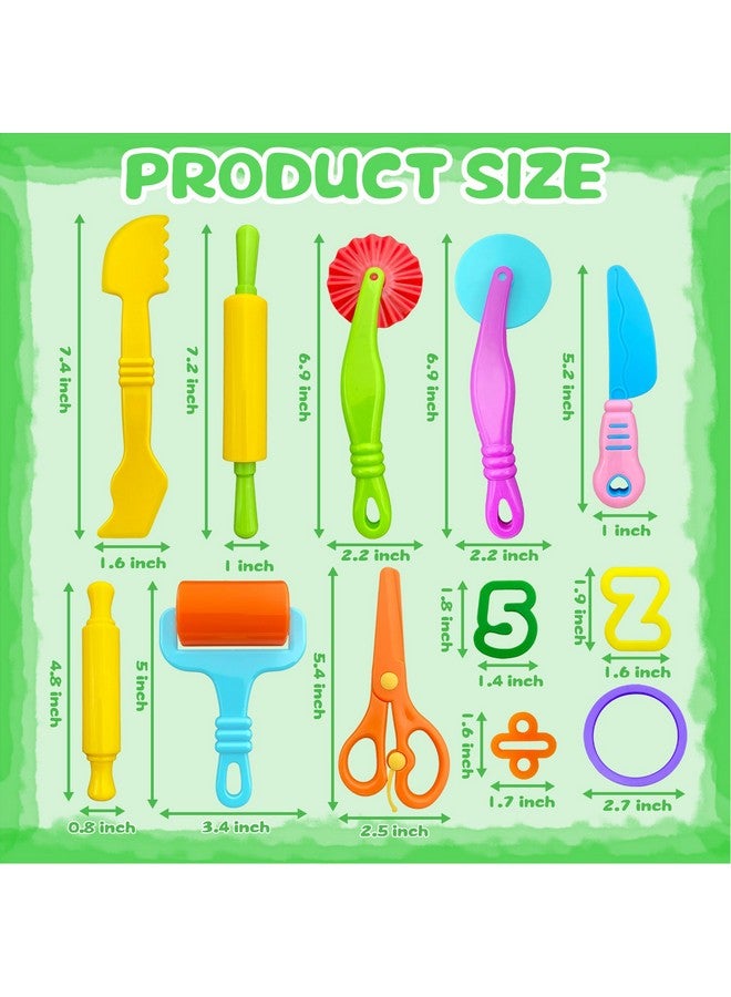 iShyan Playdough Tools 55 Pcs Play Dough Tools Set For Kids, Play Dough Accessories Plastic Playdough Alphabet Numbers Shapes Cutters,Playdough Rollers,Dough Scissors - Image 2
