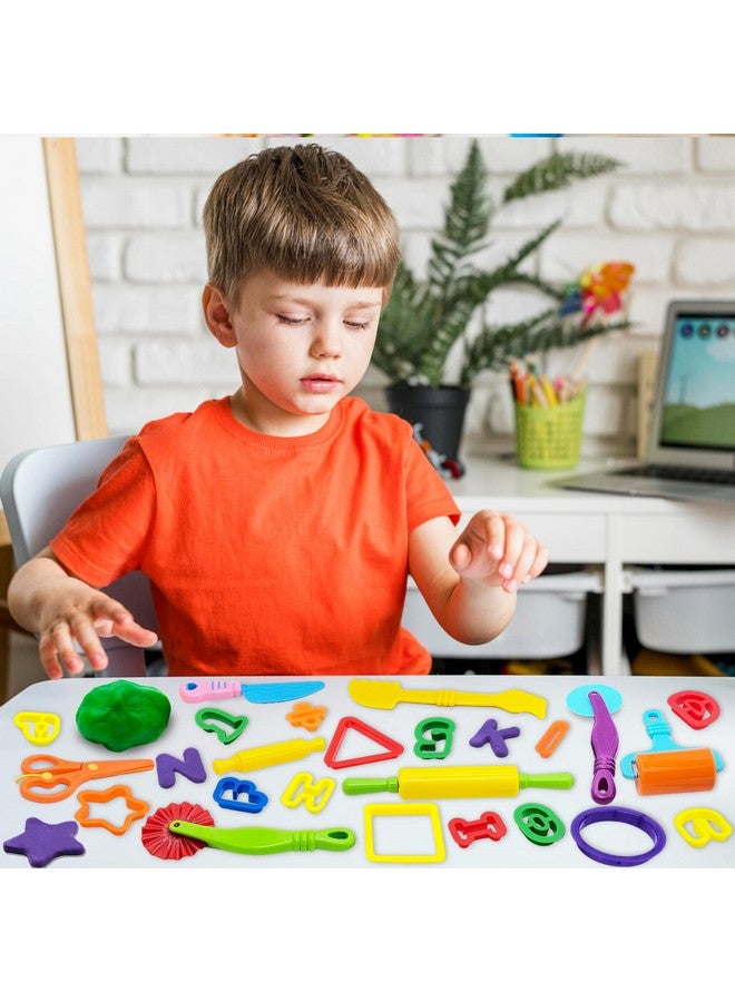 iShyan Playdough Tools 55 Pcs Play Dough Tools Set For Kids, Play Dough Accessories Plastic Playdough Alphabet Numbers Shapes Cutters,Playdough Rollers,Dough Scissors - Image 5