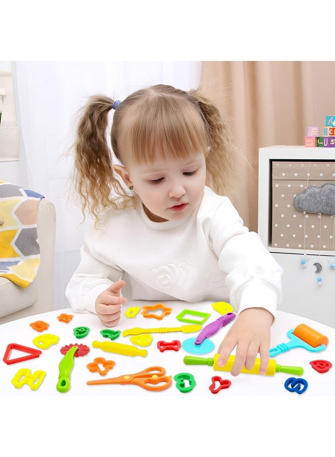 iShyan Playdough Tools 55 Pcs Play Dough Tools Set For Kids, Play Dough Accessories Plastic Playdough Alphabet Numbers Shapes Cutters,Playdough Rollers,Dough Scissors - Image 4