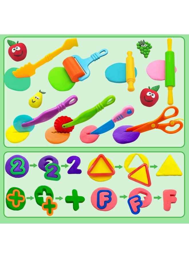 iShyan Playdough Tools 55 Pcs Play Dough Tools Set For Kids, Play Dough Accessories Plastic Playdough Alphabet Numbers Shapes Cutters,Playdough Rollers,Dough Scissors - Image 3