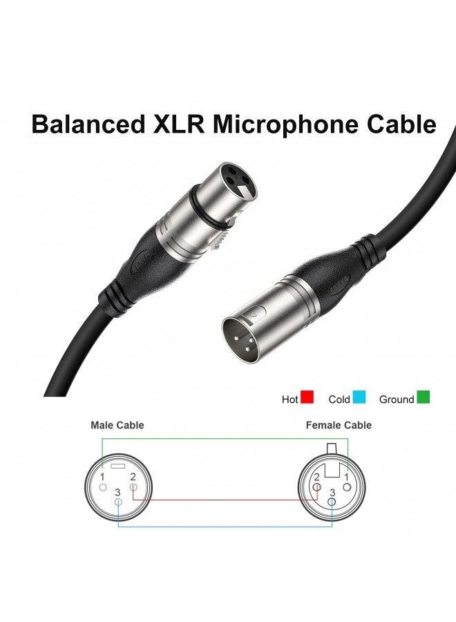 EBXYA كابلات ميكروفون XLR بطول 100 قدم من EBXYA - كابل ميكروفون متوازن ممتاز مع 3 دبابيس XLR ذكر إلى أنثى 100 قدم، أسود - Image 2