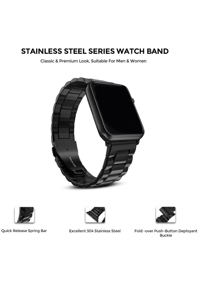 JAJEEK Metal Straps Compatible with Apple Watch 42mm, 44mm, 45mm – Solid Stainless Steel Waist Watch Strap for iWatch Band for Apple Watch Series 7/6/5/4/3/2/1/SE (Black) - Image 3