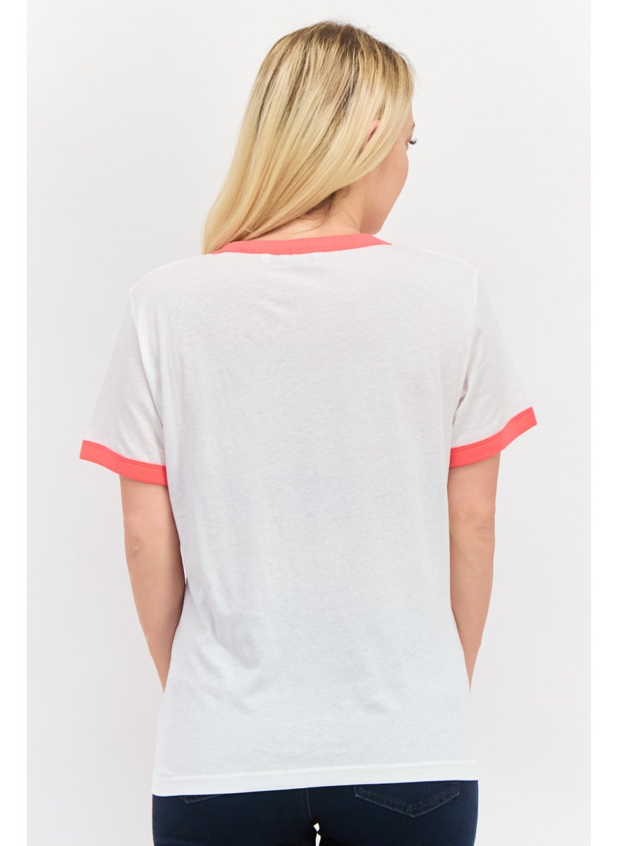 Wrangler - Women Crew Neck Short Sleeves Brand Logo T-Shirt, White - Image 1
