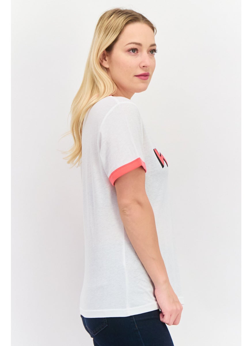 Wrangler - Women Crew Neck Short Sleeves Brand Logo T-Shirt, White - Image 1