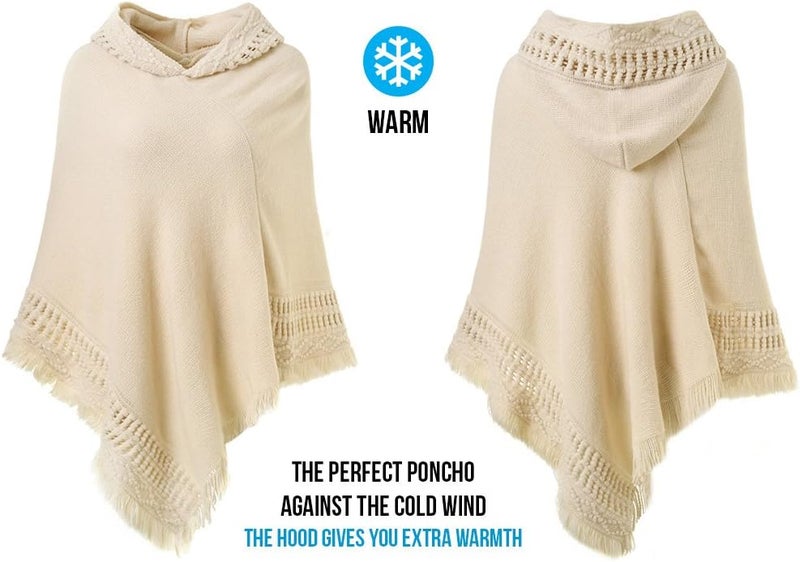 Ferand Ladies' Hooded Cape with Fringed Hem, Crochet Poncho Knitting Patterns for Women - Image 3