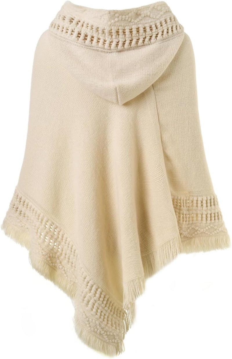 Ferand Ladies' Hooded Cape with Fringed Hem, Crochet Poncho Knitting Patterns for Women - Image 2