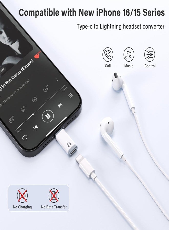 LecLooc Lightning to USB C Audio Adapter USB Type C Male to Lightning HiFi Audio Female Headphones Mini Converter Fit with iPhone 16 15, iPad Pro/Air, MacBook, Galaxy S24 S23, Pixel 9 8 (Not for Charge&Data) - Image 3