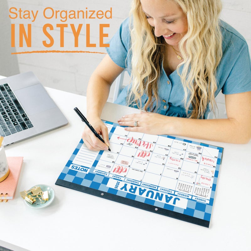 Hadley Designs Large Desk Calendar 2026-2027 - Desktop Calendar 2026, 18 -Month Desk Calendars for Home, Office & Classroom, Cute Checker Classroom Decor Teacher Must Haves, January 2026 to June 2027 - Image 2
