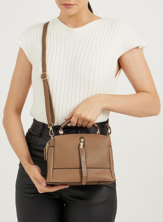 Styli Textured Zip Front Detail Handbag - Image 2