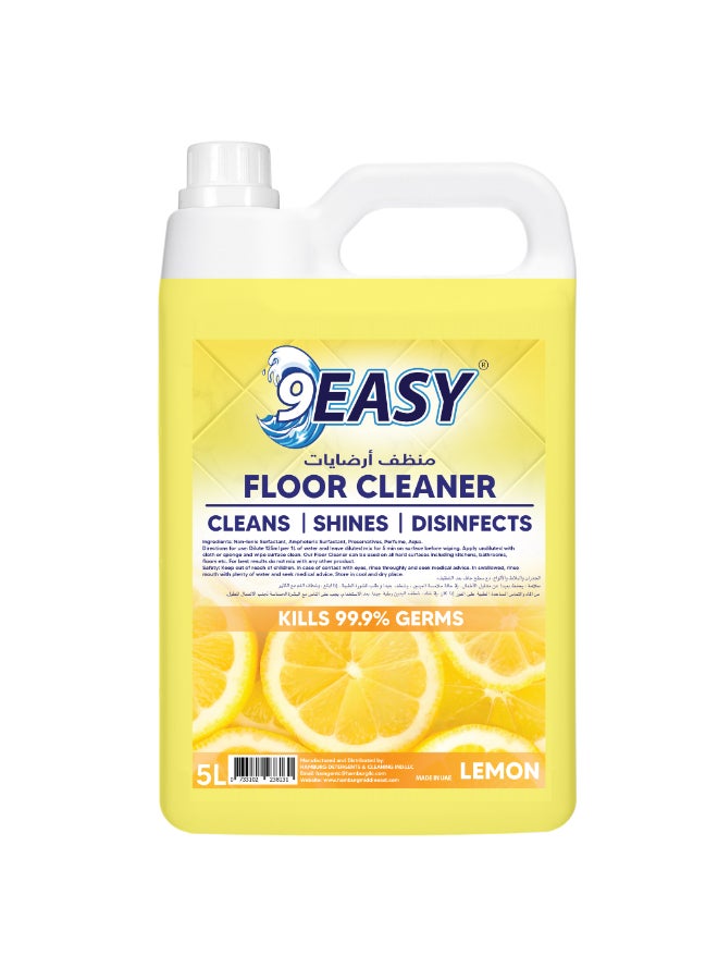 9EASY منظف أرضيات مضاد للبكتيريا برائحة الليمون 5 لتر - Image 1