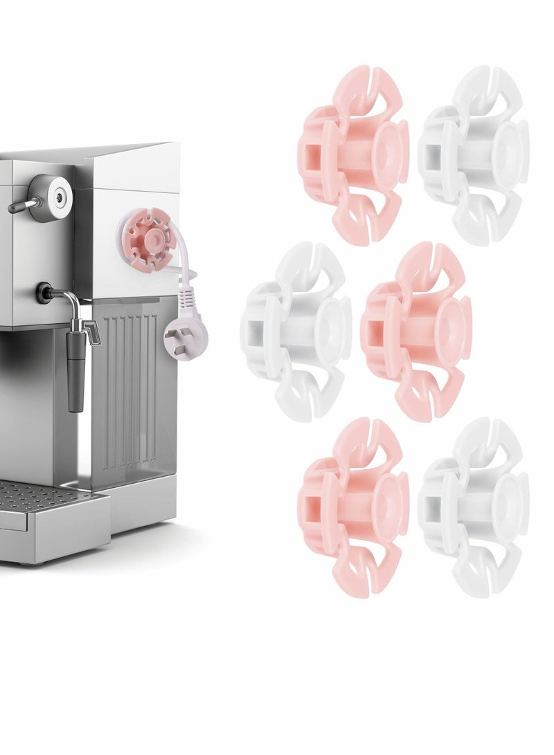 نيبمينينت Small Appliance Power Cord Winder, 6 Piece Set of Kitchen Appliances Free Punch Wire Organizer for Bathroom Living Room (White+Pink) - Image 1