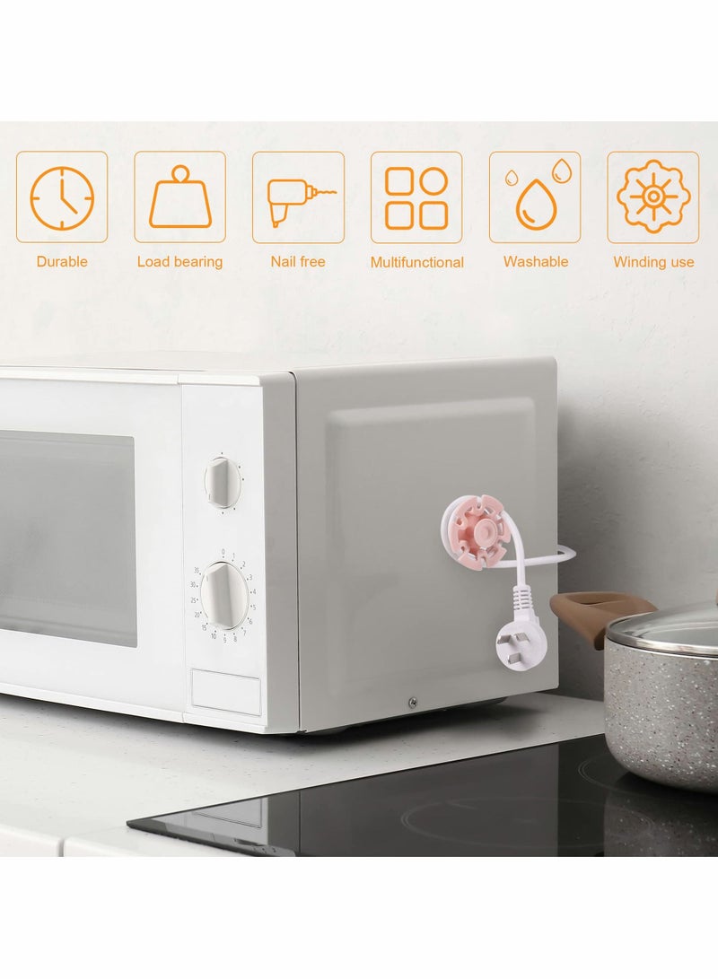 نيبمينينت Small Appliance Power Cord Winder, 6 Piece Set of Kitchen Appliances Free Punch Wire Organizer for Bathroom Living Room (White+Pink) - Image 3