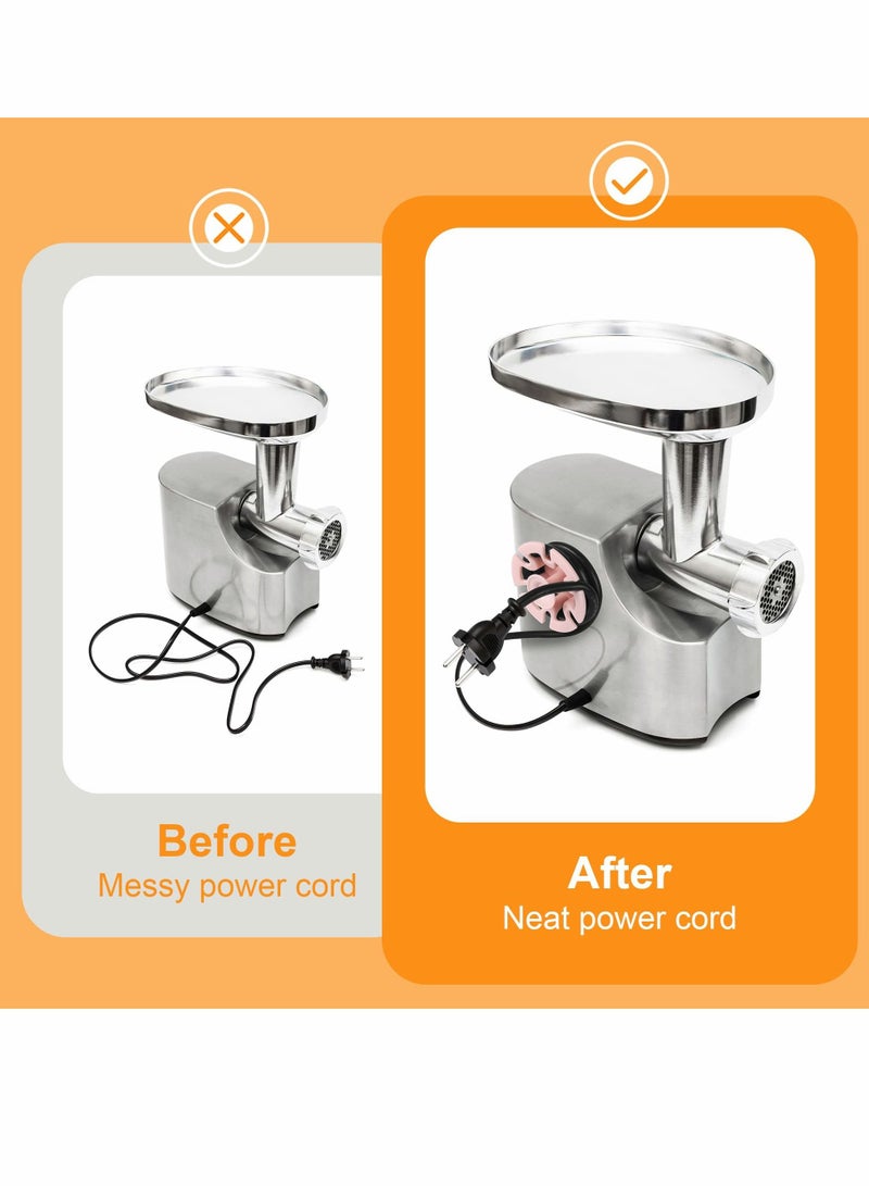 نيبمينينت Small Appliance Power Cord Winder, 6 Piece Set of Kitchen Appliances Free Punch Wire Organizer for Bathroom Living Room (White+Pink) - Image 4