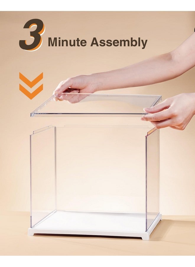 Rolife Rolife Clear Acrylic Display Case for Hobby Collectibles, Easy Assemble Dust Cover Showcase Clear Storage Bins, Stackable Storage Plastic Box with Wooden Base - Image 2