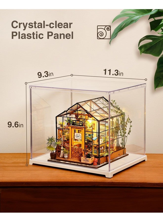 Rolife Rolife Clear Acrylic Display Case for Hobby Collectibles, Easy Assemble Dust Cover Showcase Clear Storage Bins, Stackable Storage Plastic Box with Wooden Base - Image 5