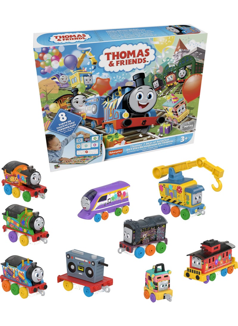 THOMAS & FRIENDS Thomas & Friends Toy Trains Toy Set Thomas’ 7 Days of Surprises, 10-Piece Diecast Vehicles with Cargo for Kids Ages 3+ Years (Amazon Exclusive)  - Image 1