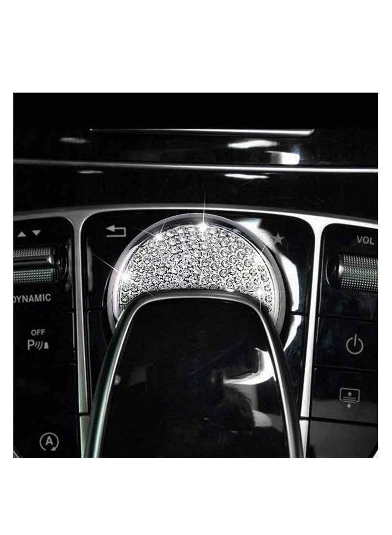 KASTWAVE Knob Central Decorations for Mercedes Benz Accessories Bling Parts W204 X204 W166 X166 C GLK Class Central Multimedia Control Regulator Covers Interior Women Men Crystal Silver - Image 2