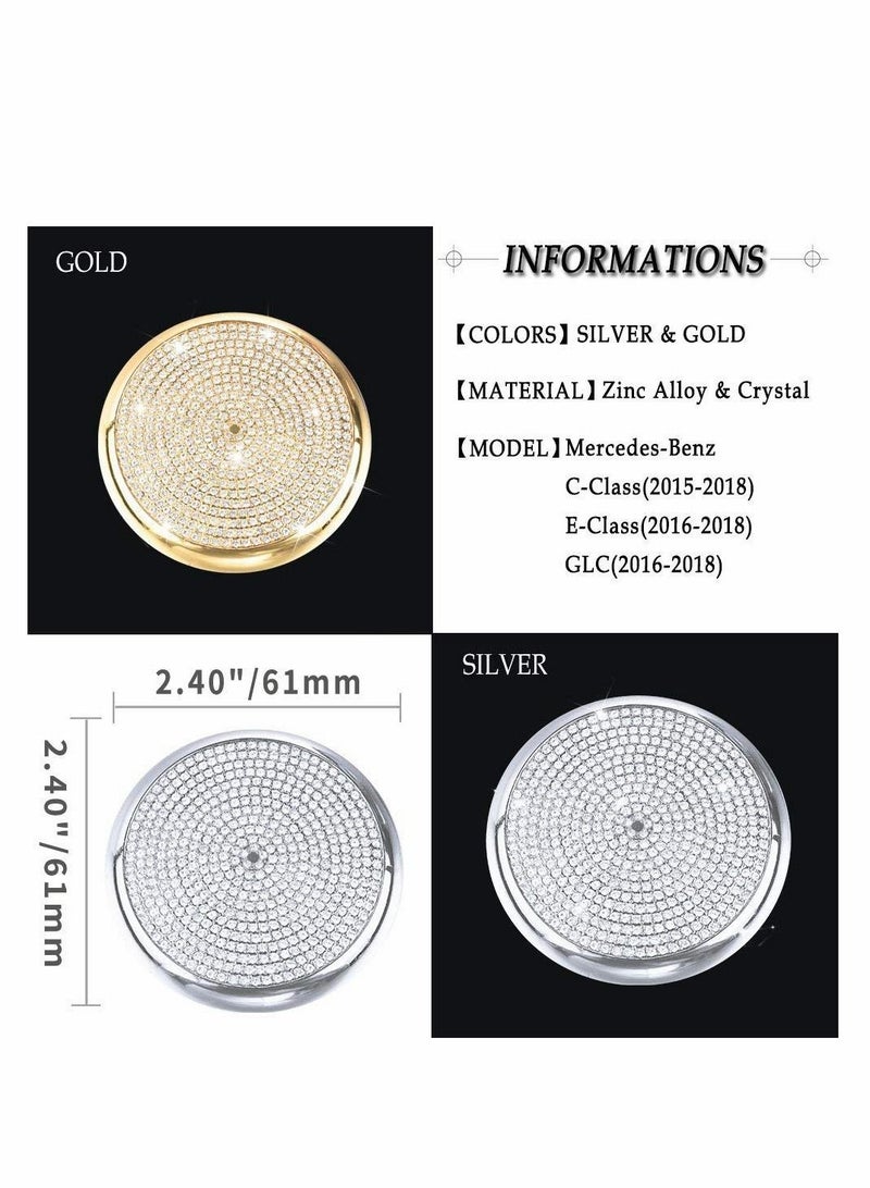 KASTWAVE Knob Central Decorations for Mercedes Benz Accessories Bling Parts W204 X204 W166 X166 C GLK Class Central Multimedia Control Regulator Covers Interior Women Men Crystal Silver - Image 3