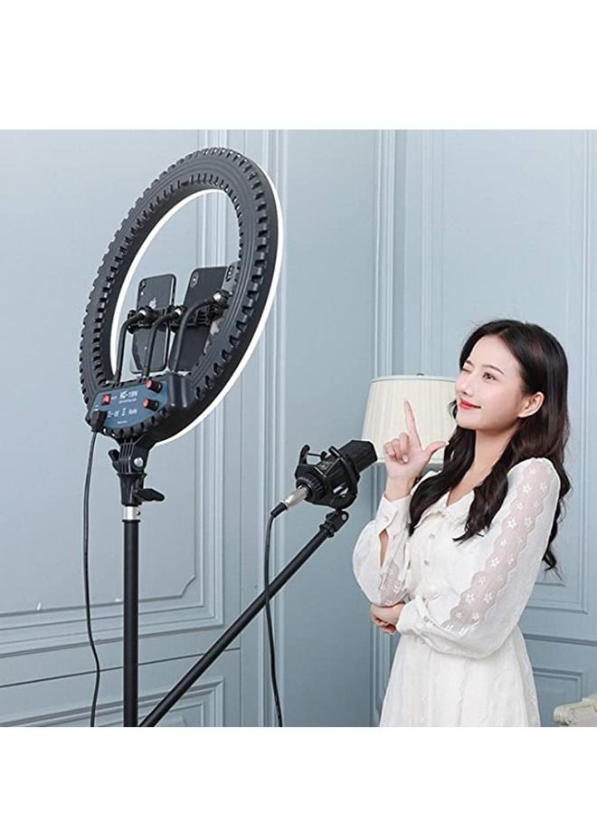 Padom HQ18N 18 بوصة 45 سم LED Ring Vlogging Photography Video Lights Kits مع جهاز التحكم عن بعد ومشبك الهاتف وحامل ثلاثي القوائم 2.1 متر، قابس الاتحاد الأوروبي - Image 2