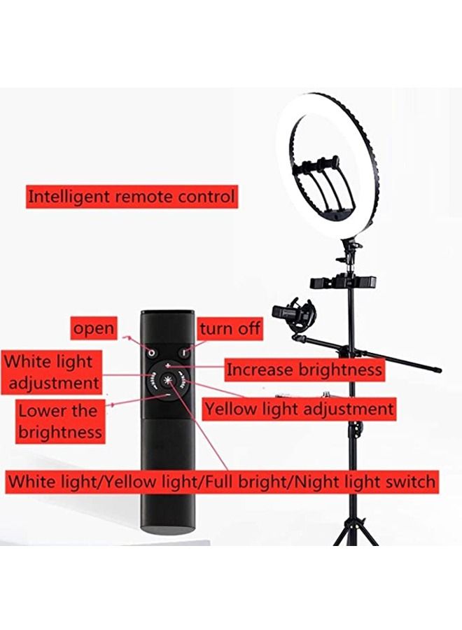 Padom HQ18N 18 بوصة 45 سم LED Ring Vlogging Photography Video Lights Kits مع جهاز التحكم عن بعد ومشبك الهاتف وحامل ثلاثي القوائم 2.1 متر، قابس الاتحاد الأوروبي - Image 5