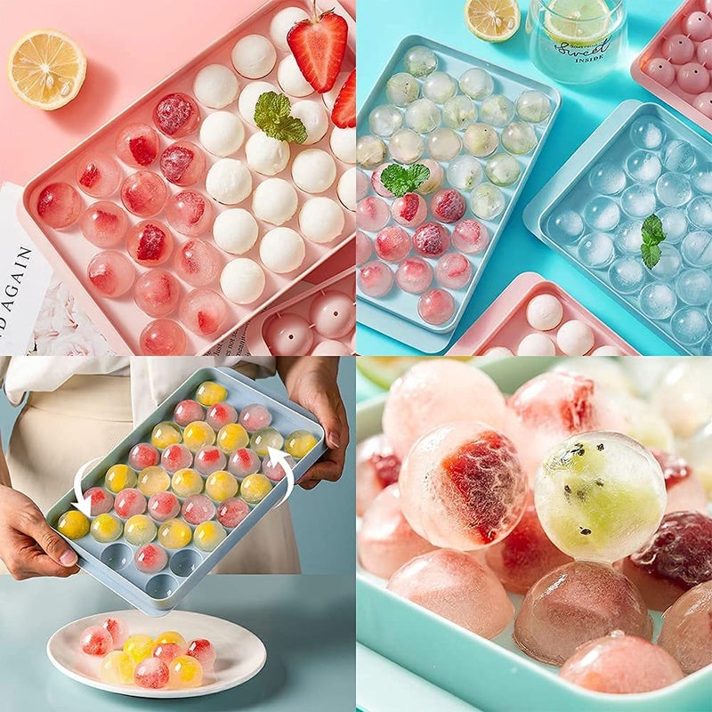 Whitecloud TRANSFORMING HOMES Whitecloud TRANSFORMING HOMES® Round Ice Cube Tray Ice Ball Maker Mold for Freezer Mini Circle Ice Cube Tray Making 1.0in X 33PCS Sphere Ice Chilling Cocktail Whiskey & Cold Coffee (CT33) (Pink)  - Image 5