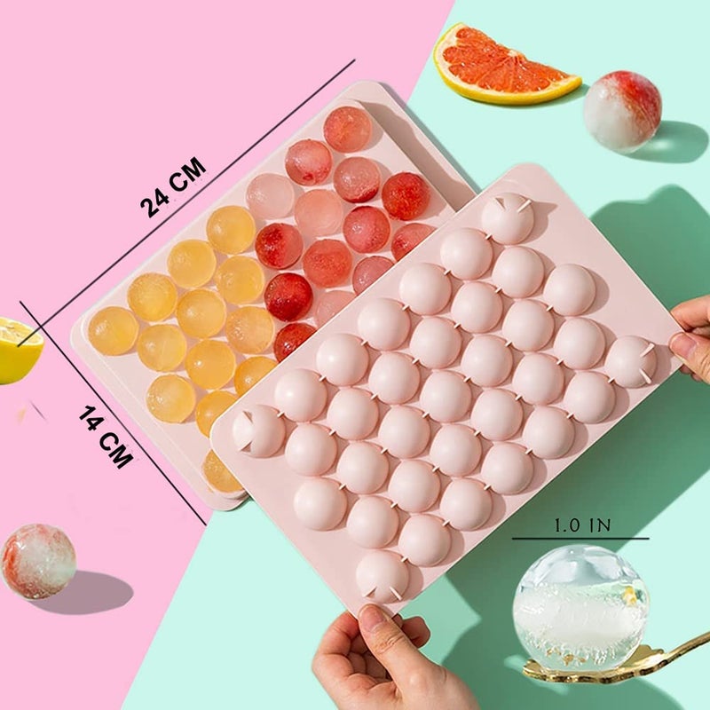 Whitecloud TRANSFORMING HOMES Whitecloud TRANSFORMING HOMES® Round Ice Cube Tray Ice Ball Maker Mold for Freezer Mini Circle Ice Cube Tray Making 1.0in X 33PCS Sphere Ice Chilling Cocktail Whiskey & Cold Coffee (CT33) (Pink)  - Image 4