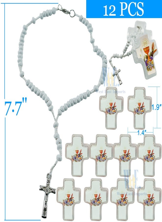 WE 12 Pcs First Holy Communion Wood Rosaries in cross shape box/Recuerdos para Primera Comunion Niña Niño - Image 2