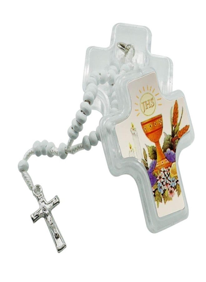WE 12 Pcs First Holy Communion Wood Rosaries in cross shape box/Recuerdos para Primera Comunion Niña Niño - Image 1