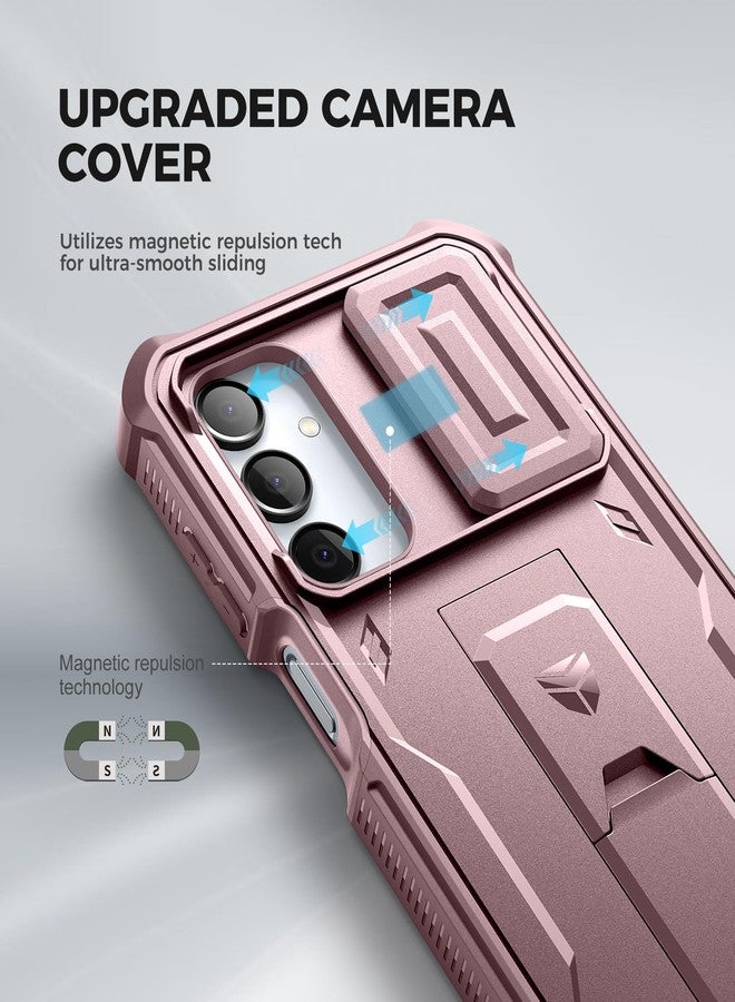 Dexnor for Samsung Galaxy A16-5G Phone Case, [2 Front Frame] [Bulit-in Magnetic Slide Camera Cover & Kickstand] Heavy Duty Protection Shockproof Case with Screen Protector, 6.7 inch Peony Pink - Image 3