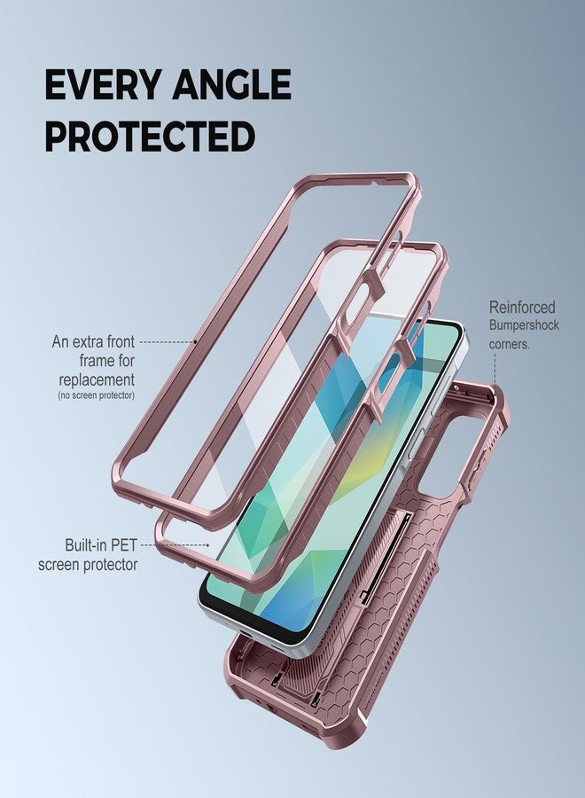 Dexnor for Samsung Galaxy A16-5G Phone Case, [2 Front Frame] [Bulit-in Magnetic Slide Camera Cover & Kickstand] Heavy Duty Protection Shockproof Case with Screen Protector, 6.7 inch Peony Pink - Image 5