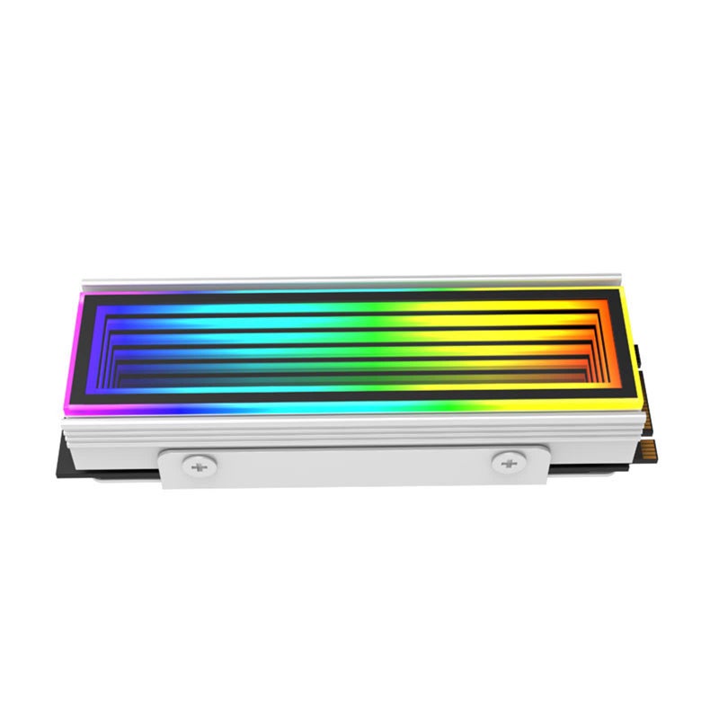 مشتت حرارة الألومنيوم الأبيض لـ M2 SSD مع إضاءة ARGB متعددة الألوان - Image 2
