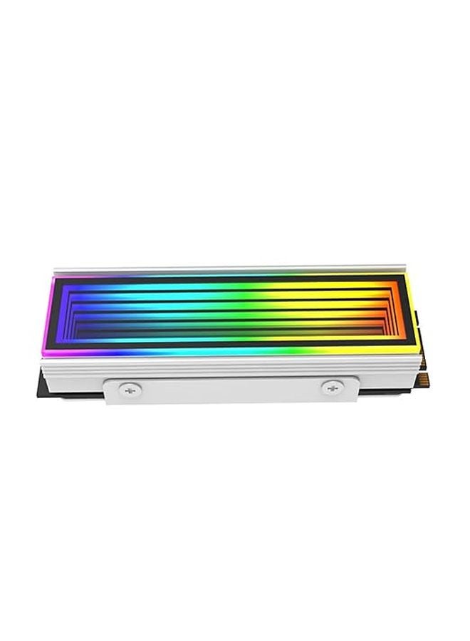 مشتت حرارة الألومنيوم الأبيض لـ M2 SSD مع إضاءة ARGB متعددة الألوان - Image 1