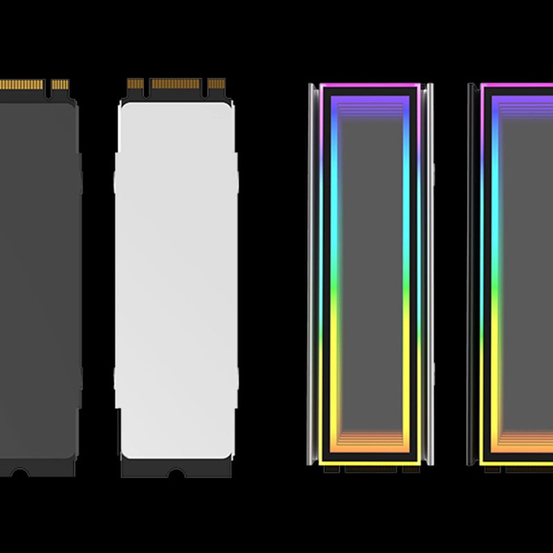 مشتت حرارة الألومنيوم الأبيض لـ M2 SSD مع إضاءة ARGB متعددة الألوان - Image 4