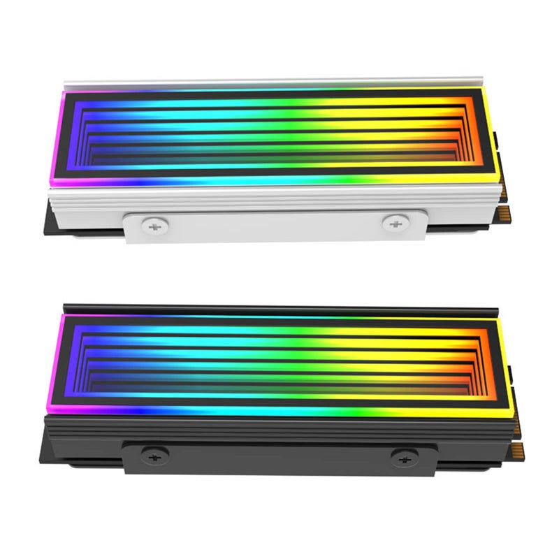 مشتت حرارة الألومنيوم الأبيض لـ M2 SSD مع إضاءة ARGB متعددة الألوان - Image 3