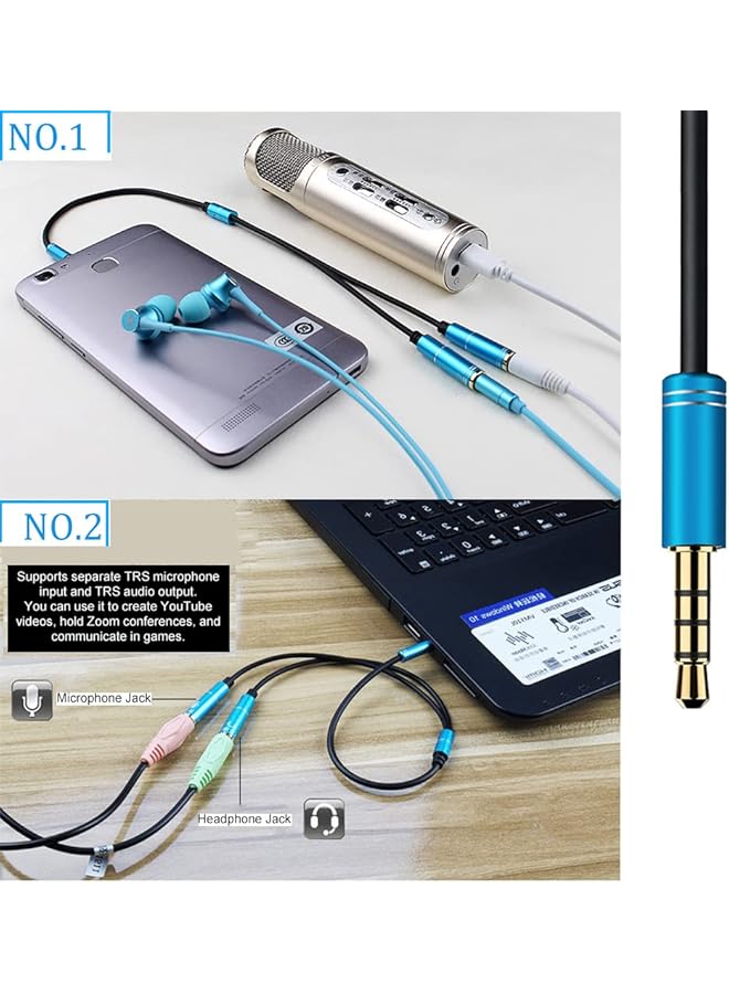 إنفيل محول سماعة رأس Y من 2 أنثى إلى 1 ذكر 3.5 مم مع ميكروفون منفصل وموصل سماعة رأس صوتي محولات متبادلة لسماعة الألعاب PS4 Xbox One الكمبيوتر المحمول والهاتف المحمول والكمبيوتر اللوحي - Image 4