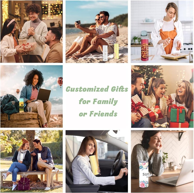 Kocdam 20oz Sublimation Tumblers with Lid and Straw, 8 Pack Stainless Steel Double Wall Insulated Tumblers, Insulated Water Bottle Straight, Polymer Coating for Heat Transfer Customized Gifts - Image 5