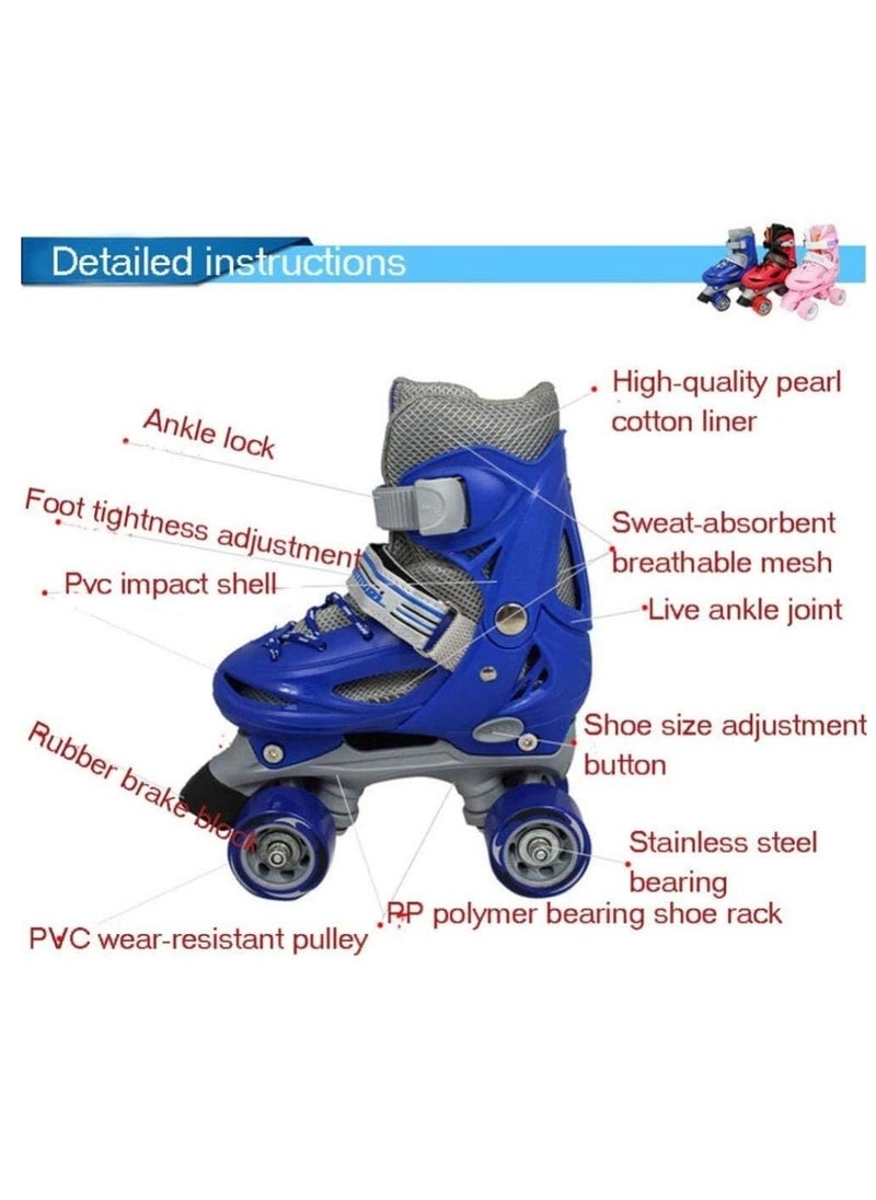 Generic - Track Shoes Inline Skates Single and Double Row Adjustable Skating Shoes Roller Skates Skates Children Skates (Color : Blue) - Image 1