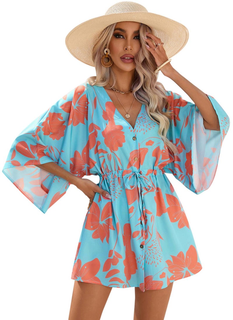 يونيكي فستان قصير بطبعة زهور - Image 2