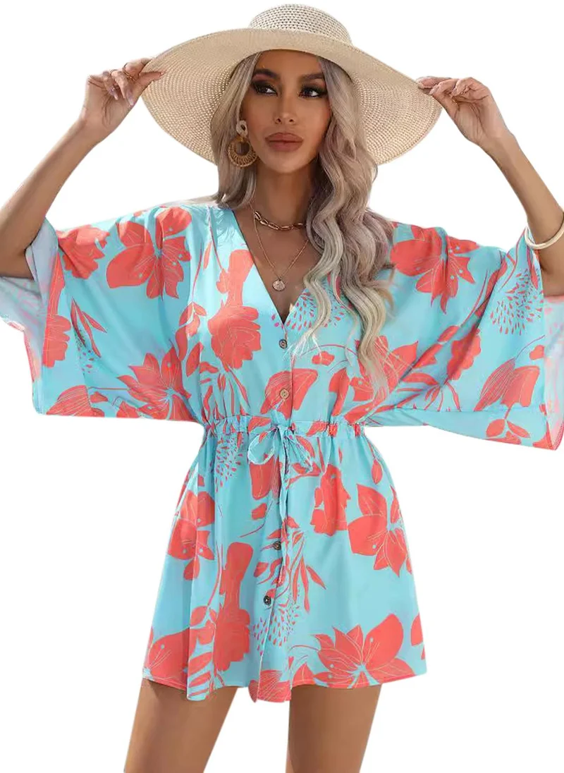 يونيكي Blue Printed Fit & Flare Dress