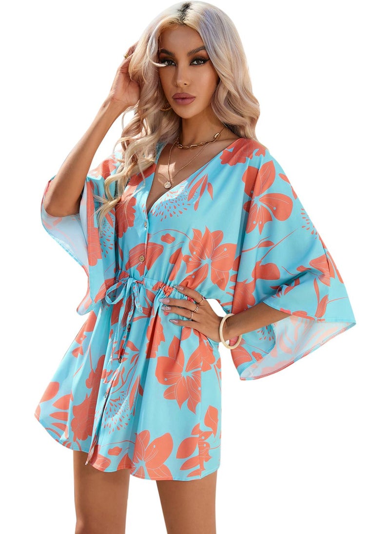 يونيكي فستان قصير بطبعة زهور - Image 3