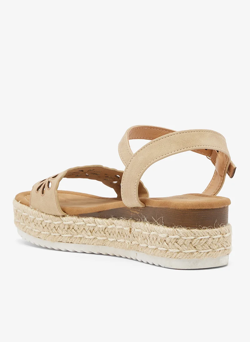 Savannah Collection Beige Low Wedged Flatform Sandal for Women | Best Price UAE