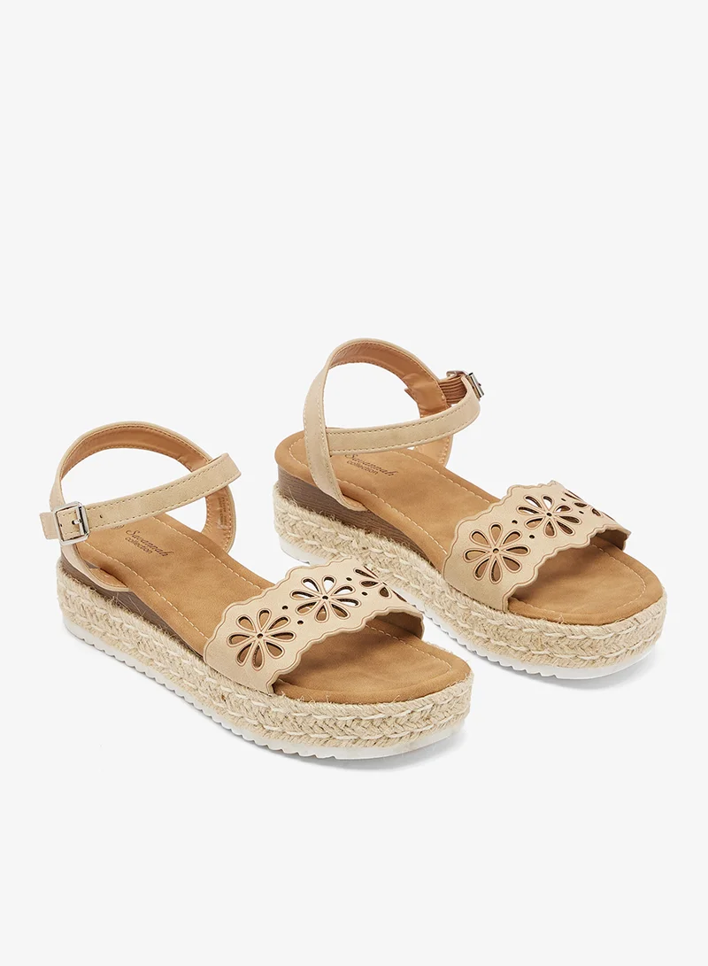 Savannah Collection Beige Low Wedged Flatform Sandal for Women | Best Price UAE