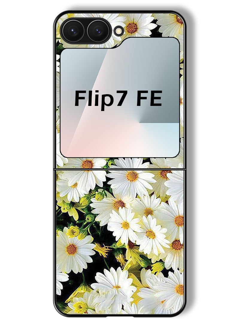 Theodor Case Compatible with Samsung Galaxy Z Flip 7 FE 6.7 Inch Protection Shockproof Bumper Cover White Flowers - Image 1