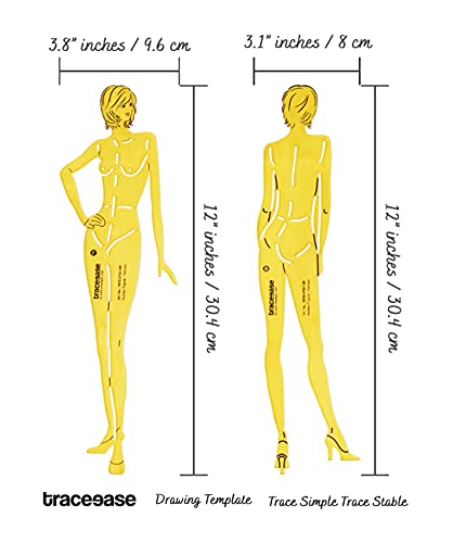 Traceease 12 Inch Human Figure Drafting Template Set of 2 Female Front and Back View Stencils of Human Body for Illustration Layouts Proportion Balance Studies Creative Drafting Support - Image 3