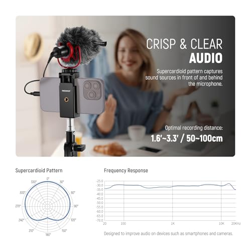 NEEWER Plug Play Vlog Microphone for Camera 2020KHz Mini Supercardioid Mic Compatible with Sony Canon Nikon iPhone Samsung Android Tablet Mac with 35mm TRS USB C OTG Shock Mount Windscreen VM10 - Image 3