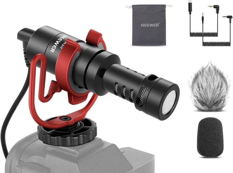 NEEWER Plug Play Vlog Microphone for Camera 2020KHz Mini Supercardioid Mic Compatible with Sony Canon Nikon iPhone Samsung Android Tablet Mac with 35mm TRS USB C OTG Shock Mount Windscreen VM10 - Image 2